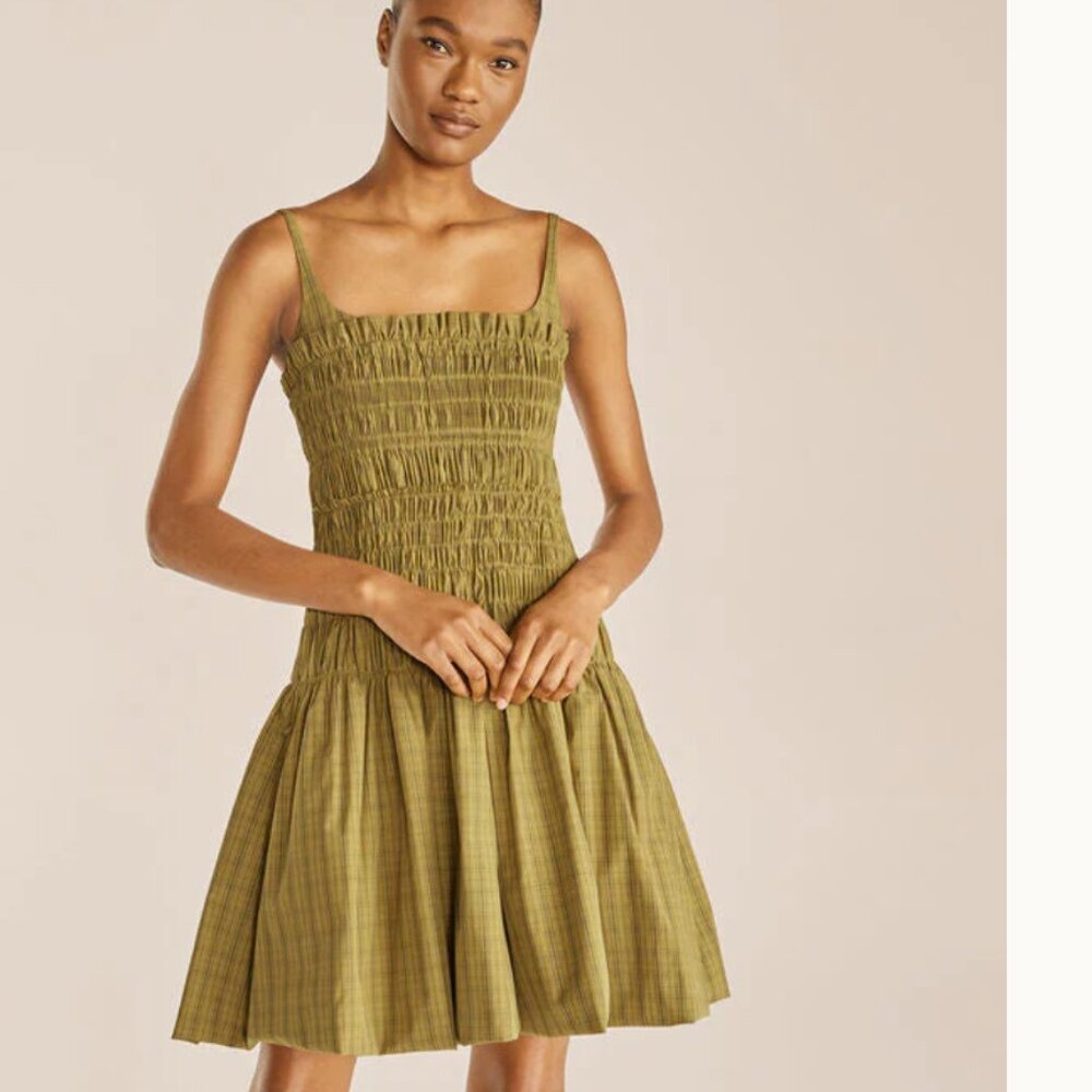 Rebecca Taylor Mini Plaid Smocked Dress | Mini Plaid Olive Combo